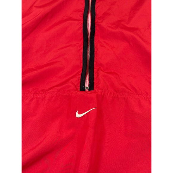 Vintage Y2K Nike Center Swoosh Mens Red Half Zip Hooded Windbreaker Jacket Large - Picture 5 of 15